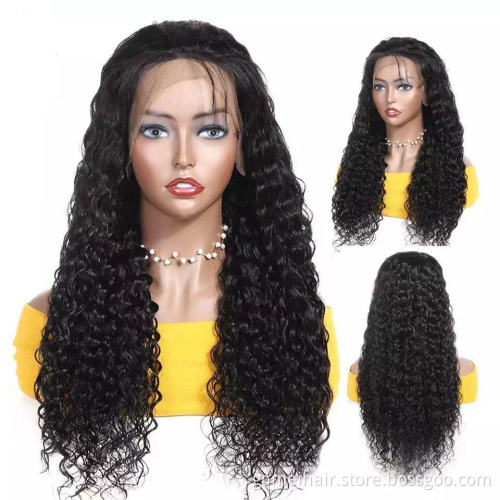 Cheap Hd Full Lace Frontal Wig Pre Plucked Wet And Wavy Brazilian Virgin Human Hair Water Wave Transparent Lace Front Wig Vendor